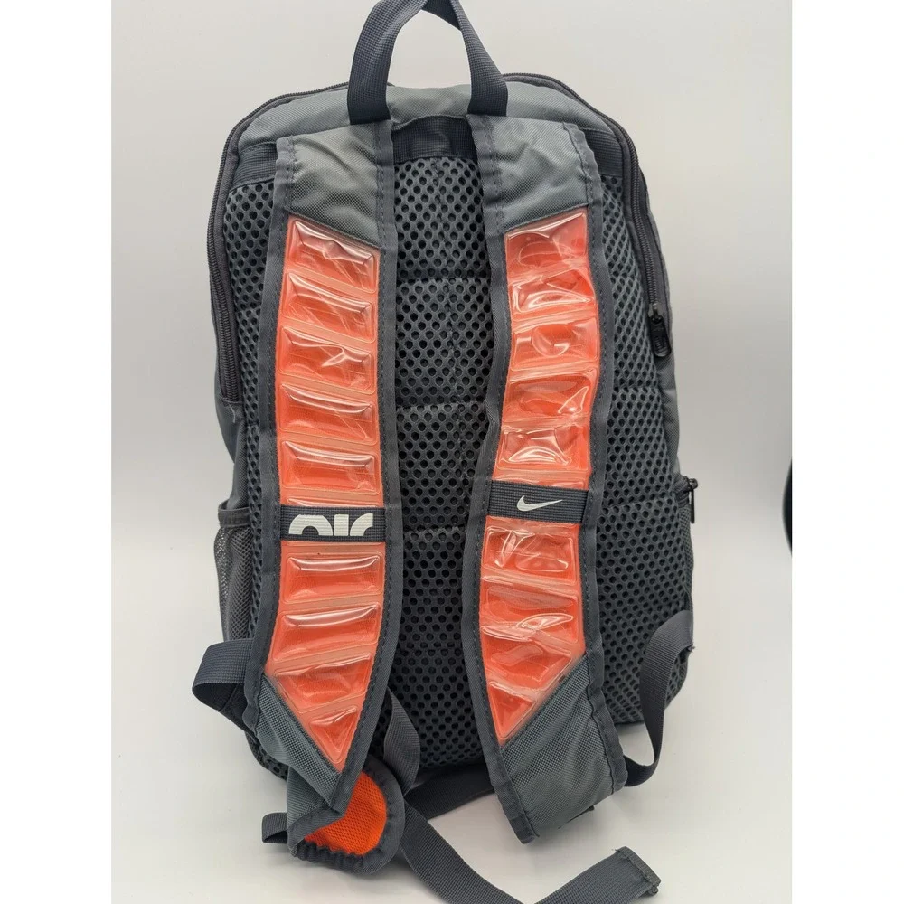 Nike Air Max Backpack Gray Orange Athletic Sport School Bag Multiple Pockets